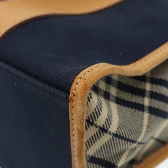 BURBERRY Nova Check Blue Label Hand Bag Canvas Navy Beige Auth ti2002 - Picture 16 of 16